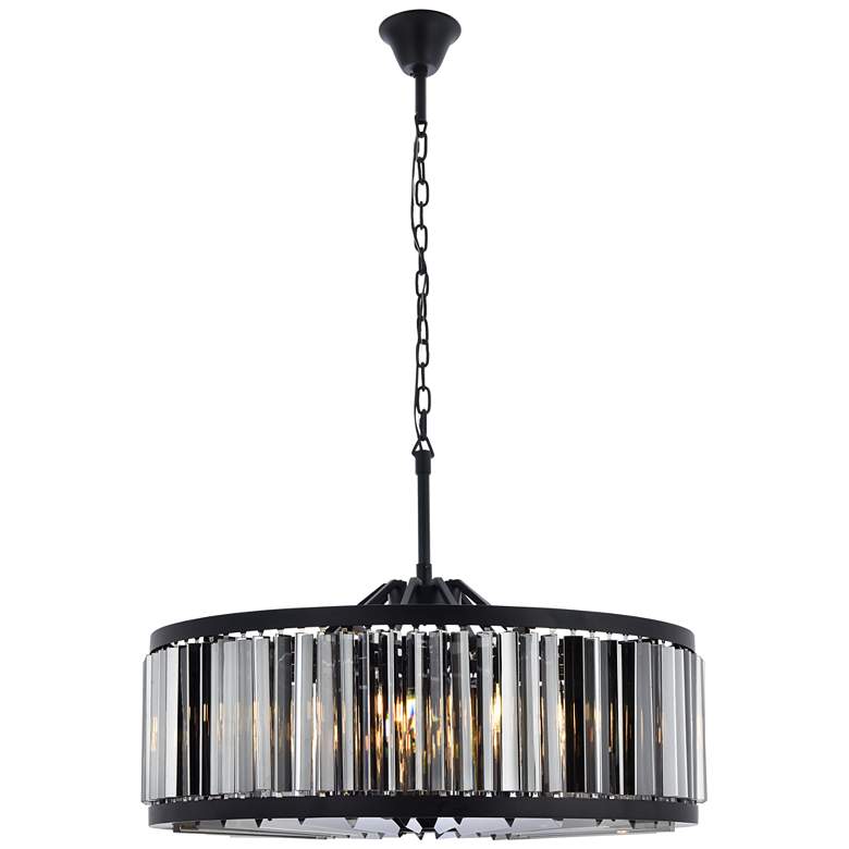 Image 1 Chelsea 10Lt Matte Black Chandelier Silver Shade (Grey)