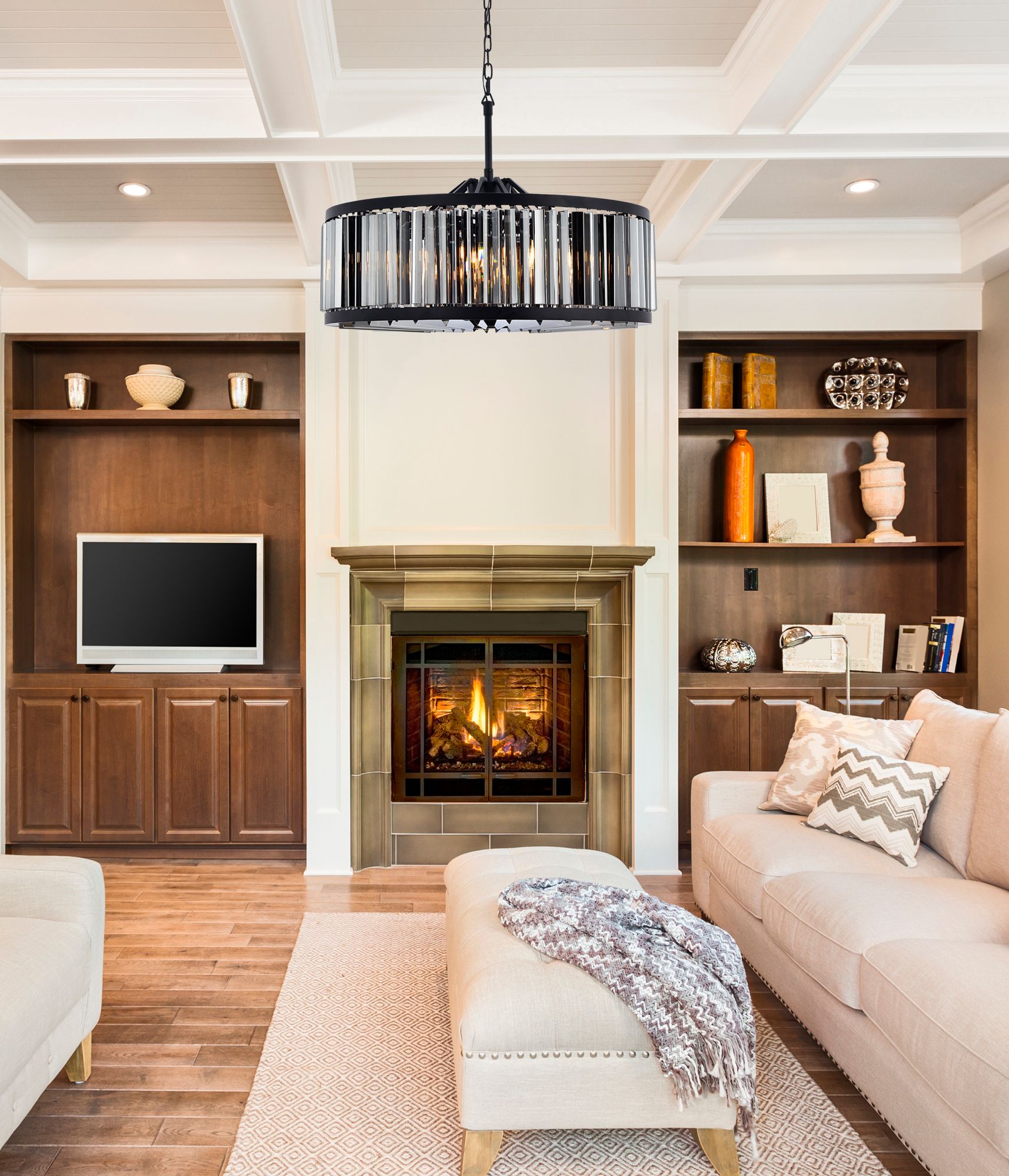 Image 3 Chelsea 10Lt Matte Black Chandelier Silver Shade (Grey) more views