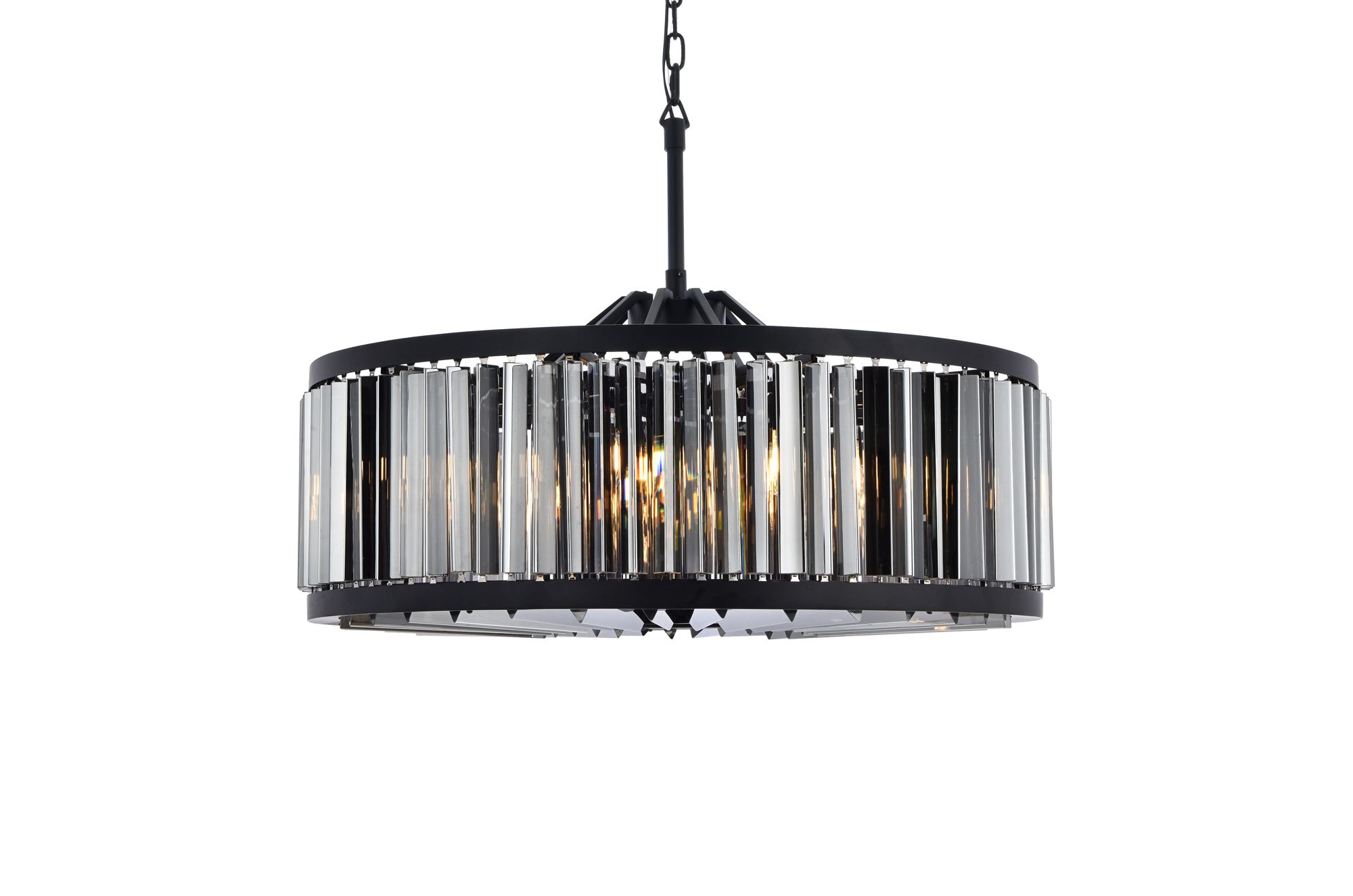Image 4 Chelsea 10Lt Matte Black Chandelier Silver Shade (Grey) more views