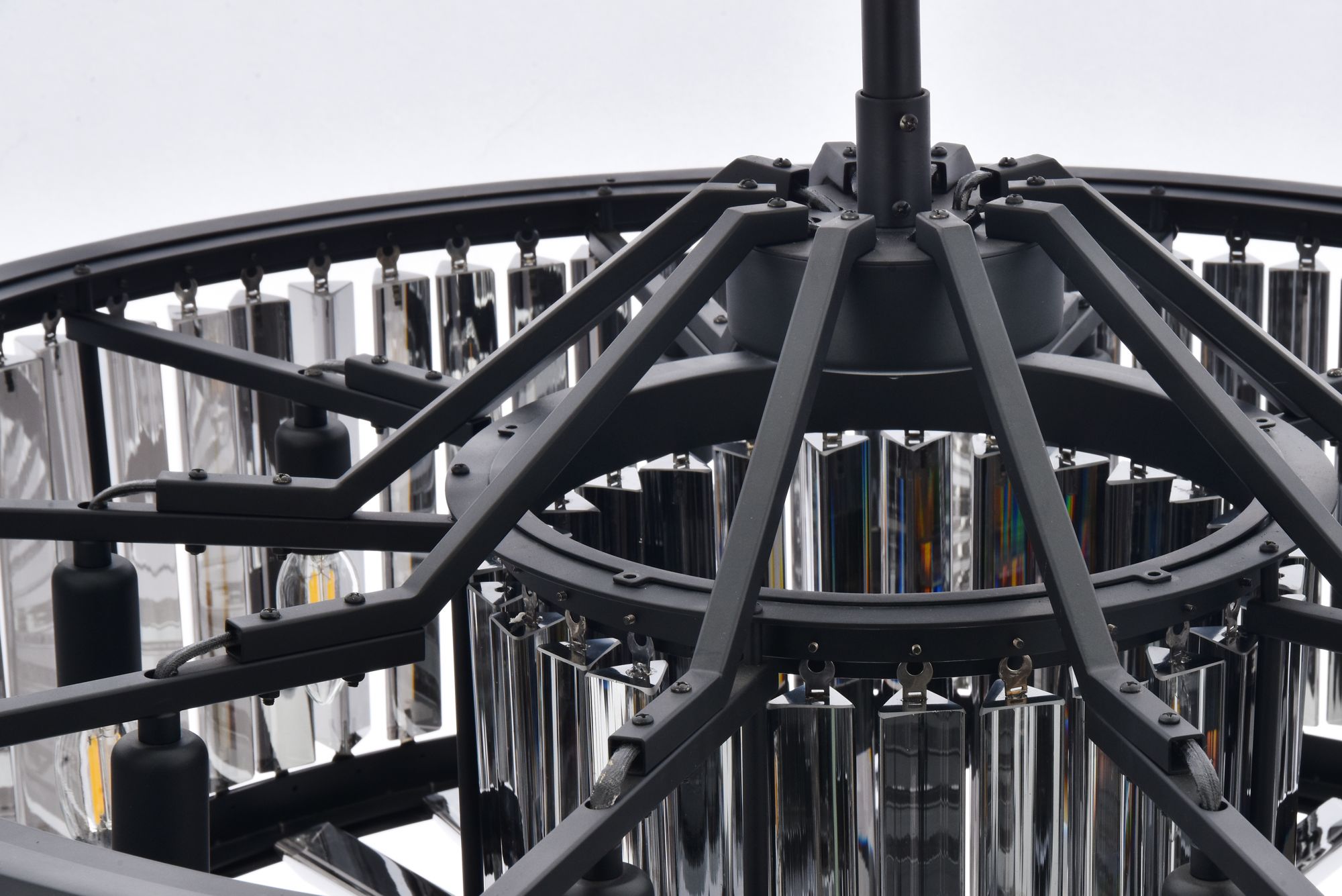 Image 6 Chelsea 10Lt Matte Black Chandelier Silver Shade (Grey) more views