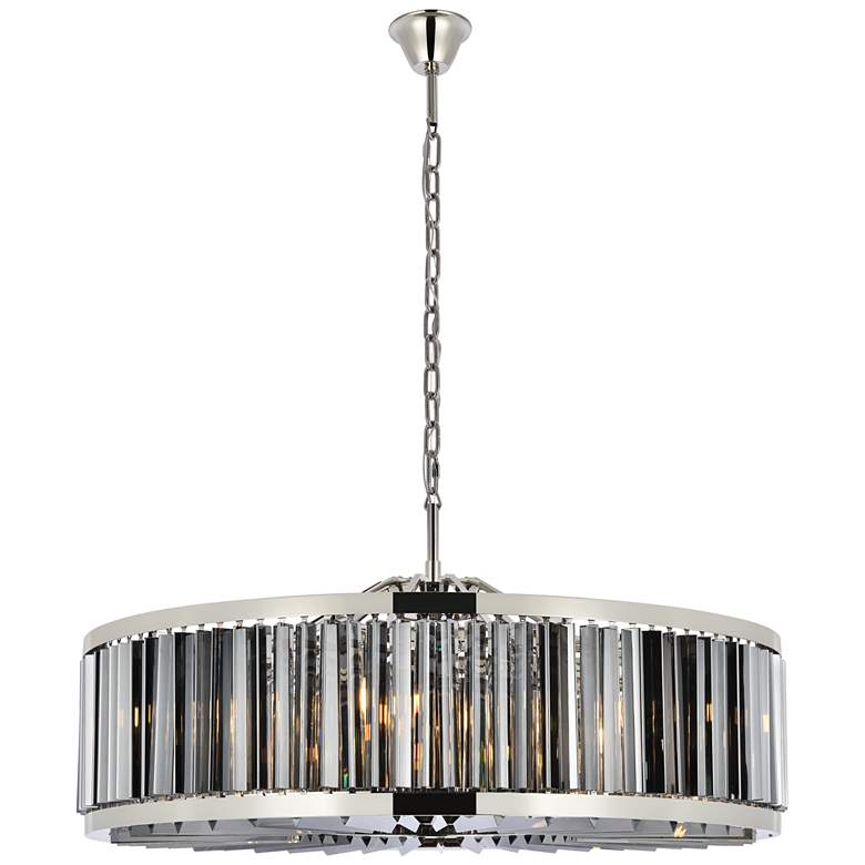 Image 1 Chelsea 10Lt Polished Nickel Chandelier Silver Shade (Grey)