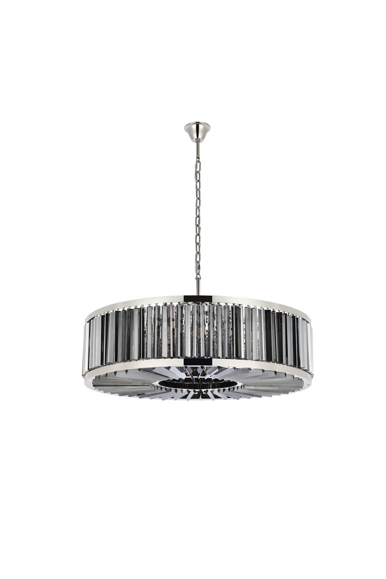 Chelsea 10Lt Polished Nickel Chandelier Silver Shade (Grey)