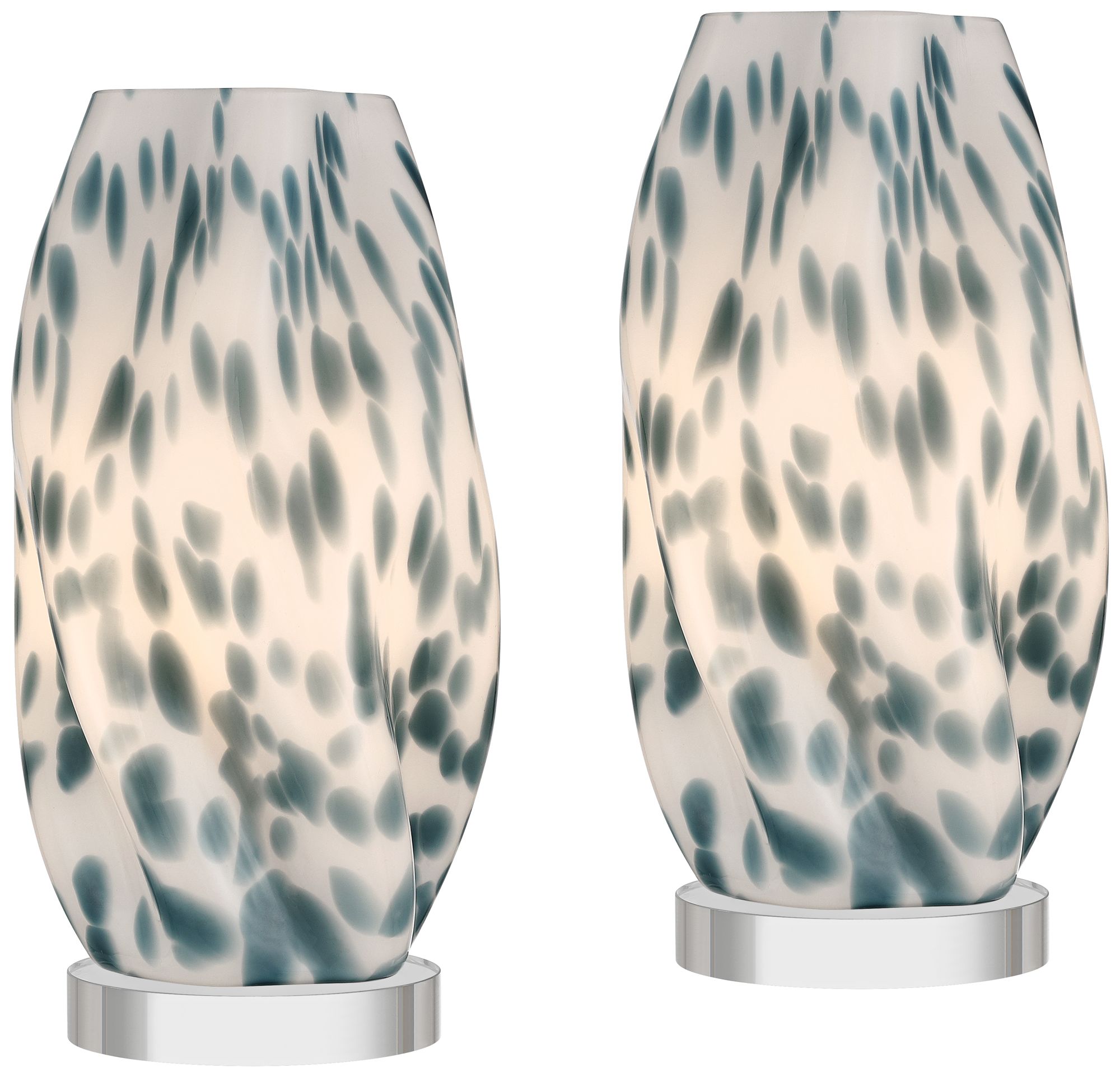 Image 3 Chelsea 13" High Blue and White Spotted Accent Lamp Set of 2