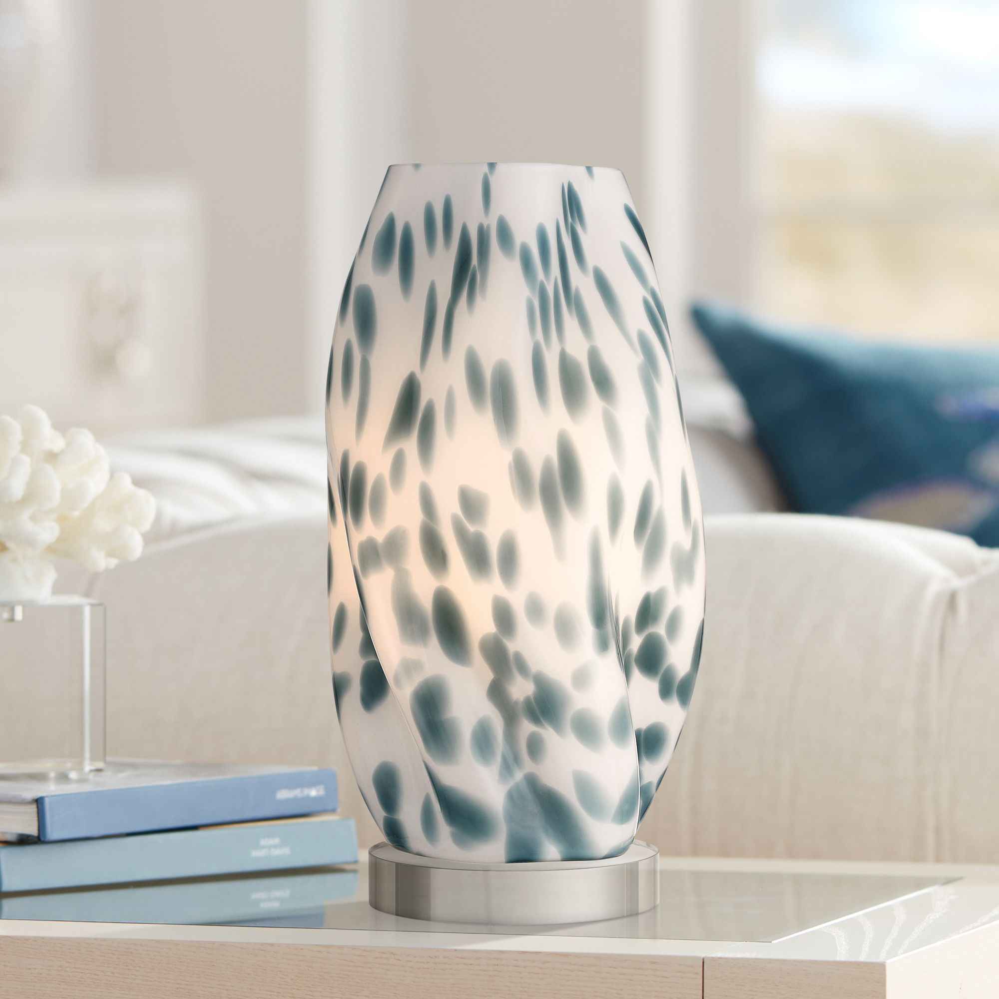 Chelsea 13" High Blue and White Spotted Accent Lamp Set of 2 in scene