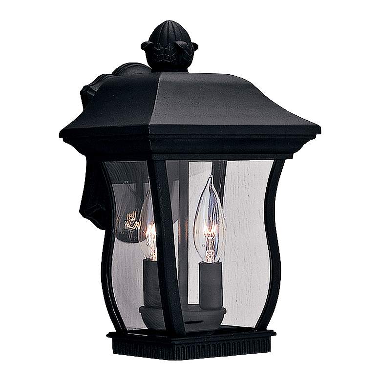 Image 2 Chelsea 13"H 2-Light Clear Glass Black Outdoor Wall Light