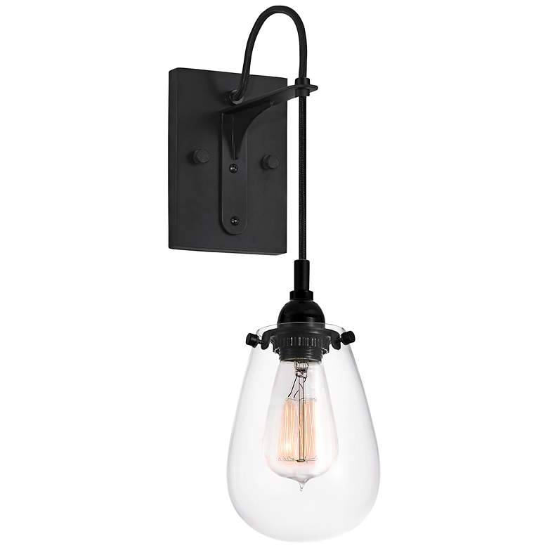 Image 2 Chelsea 14" High Satin Black Braided Cord Sconce