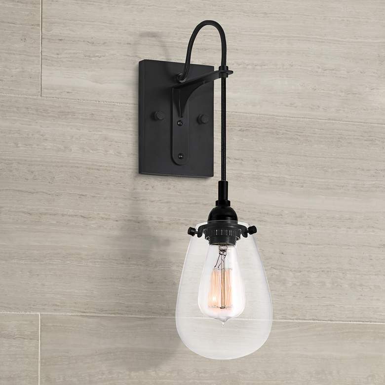 Image 1 Chelsea 14" High Satin Black Braided Cord Sconce
