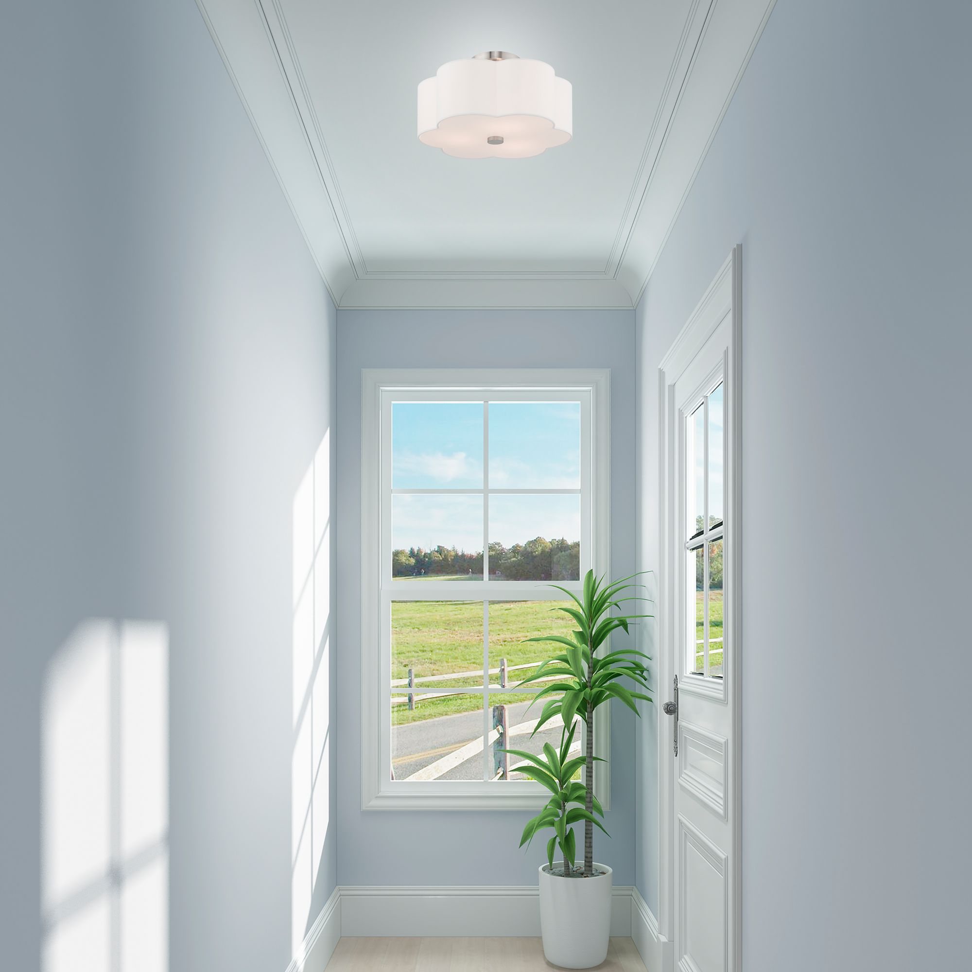 Chelsea 15" Wide Brushed Nickel Clover Ceiling Light