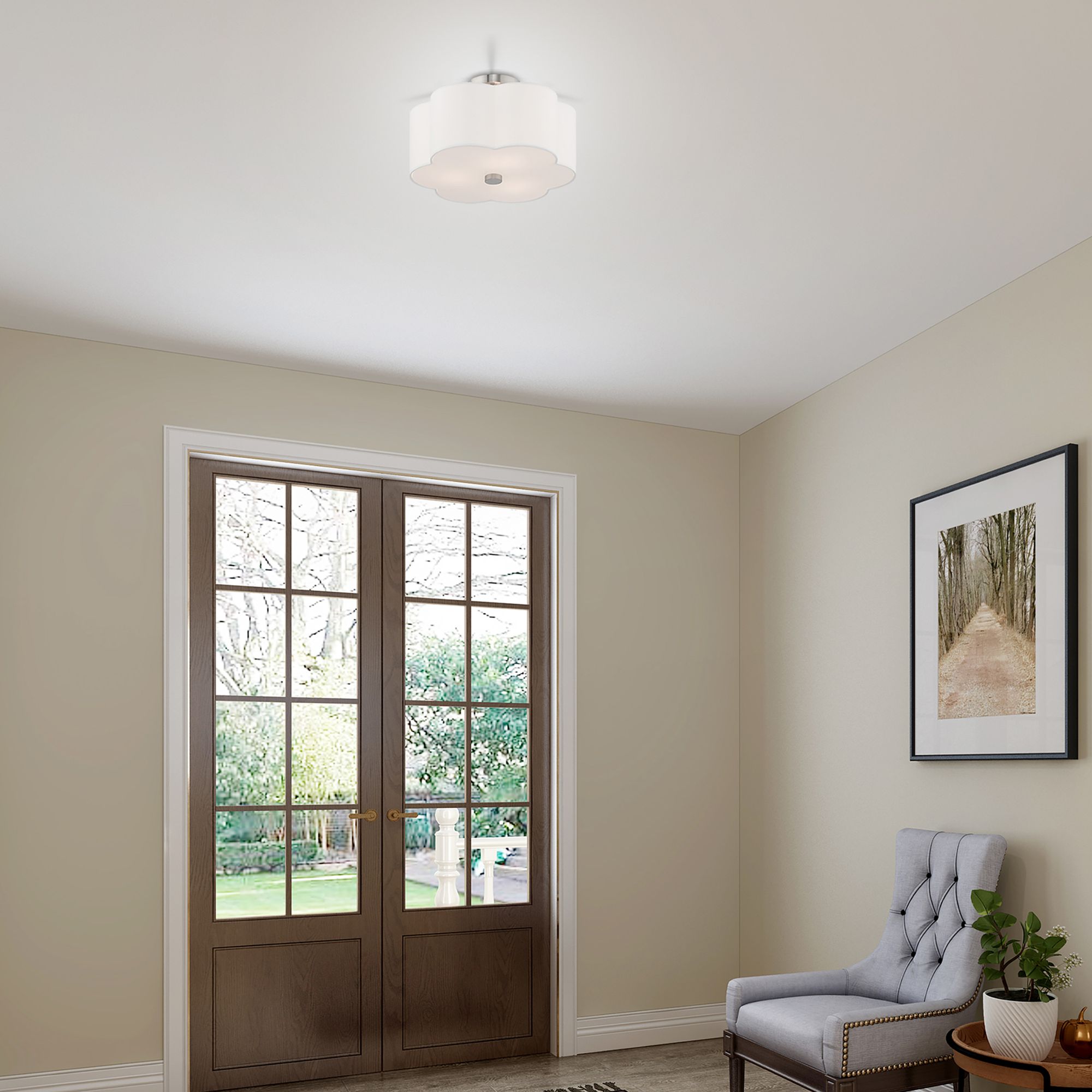 Chelsea 15" Wide Brushed Nickel Clover Ceiling Light