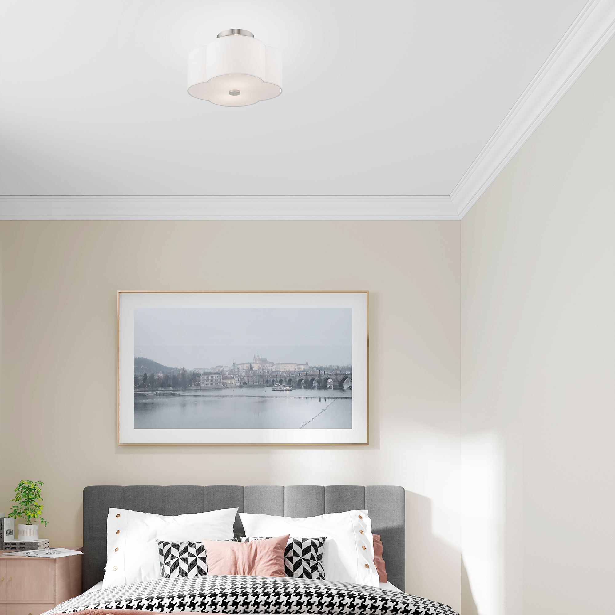 Chelsea 2 Light Brushed Nickel Ceiling Mount