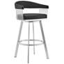 Chelsea 25" Black Faux Leather Brushed Steel Counter Stool