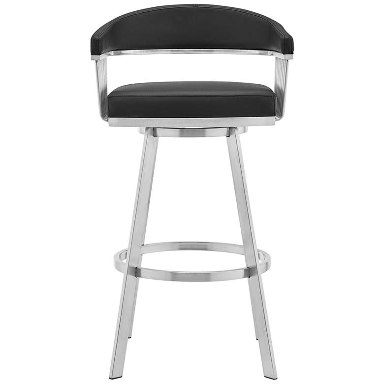 Image 3 Chelsea 25" Black Faux Leather Brushed Steel Counter Stool more views