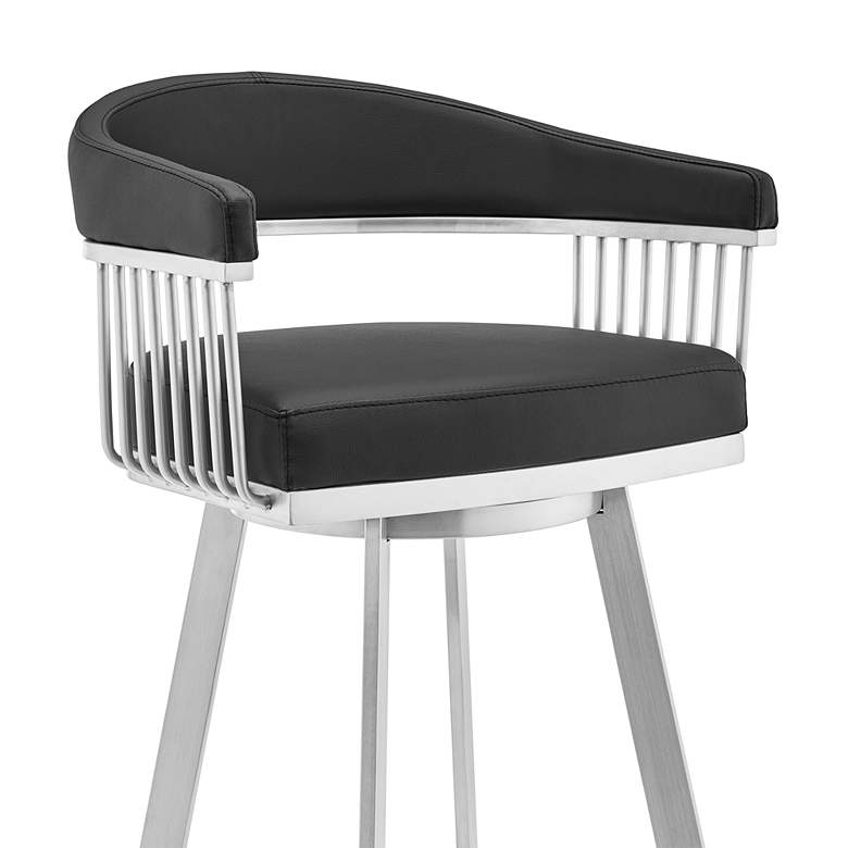 Image 5 Chelsea 25" Black Faux Leather Brushed Steel Counter Stool more views