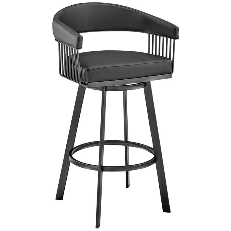 Image 1 Chelsea 25" Black Faux Leather Metal Swivel Counter Stool