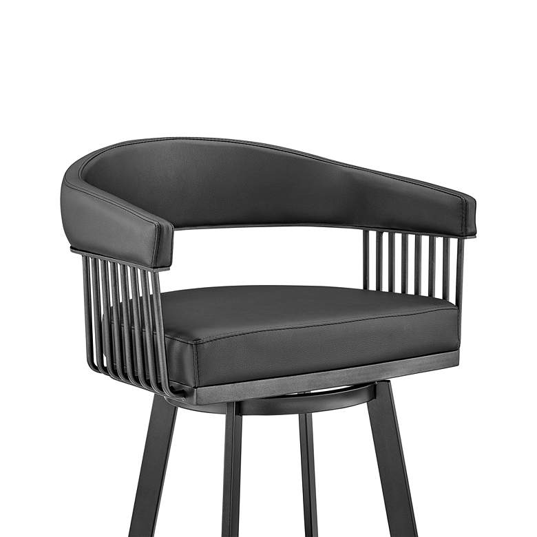 Image 2 Chelsea 25" Black Faux Leather Metal Swivel Counter Stool more views