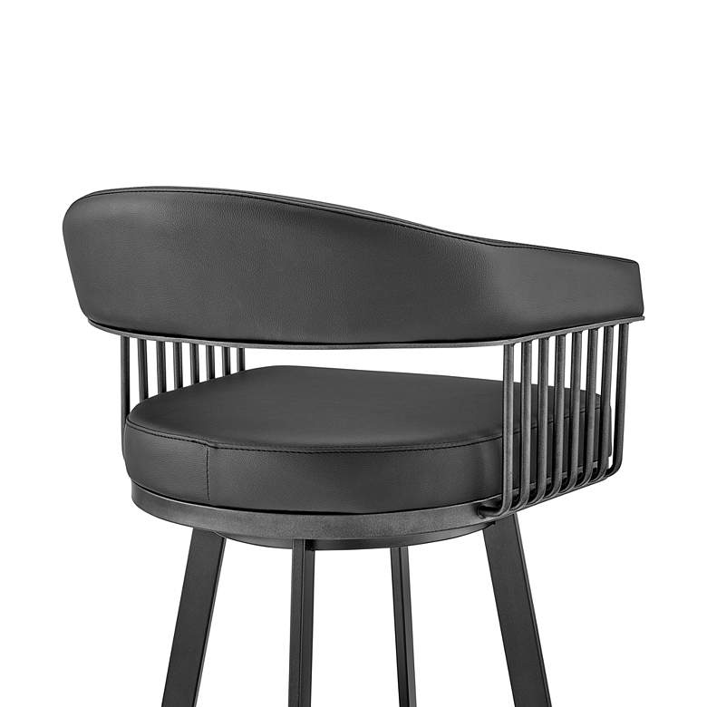 Image 3 Chelsea 25" Black Faux Leather Metal Swivel Counter Stool more views