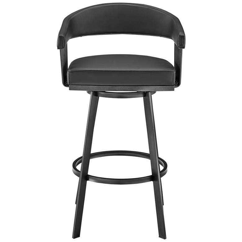 Image 5 Chelsea 25" Black Faux Leather Metal Swivel Counter Stool more views