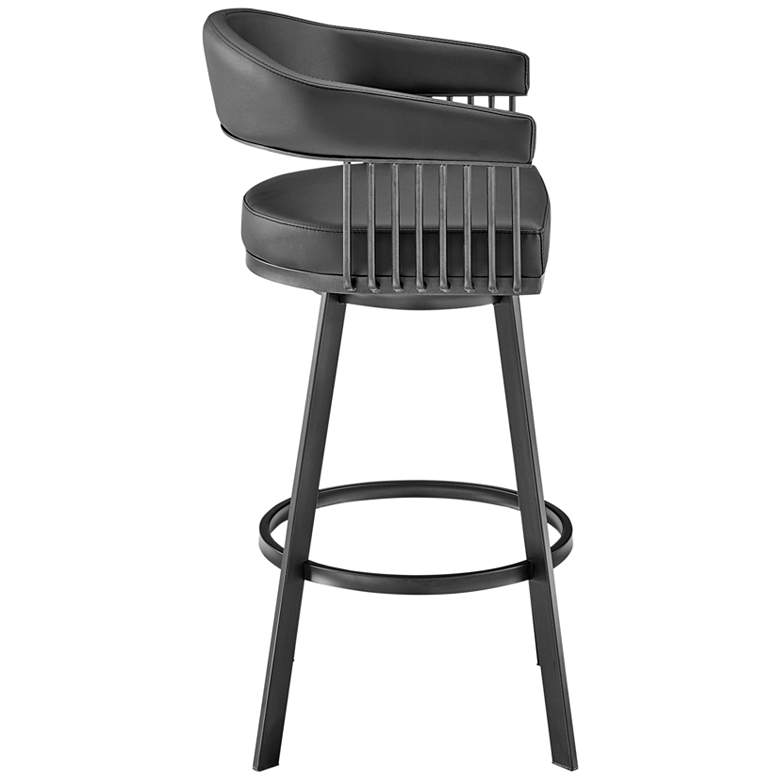 Image 6 Chelsea 25" Black Faux Leather Metal Swivel Counter Stool more views