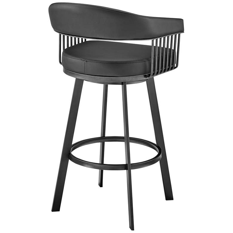 Image 7 Chelsea 25" Black Faux Leather Metal Swivel Counter Stool more views