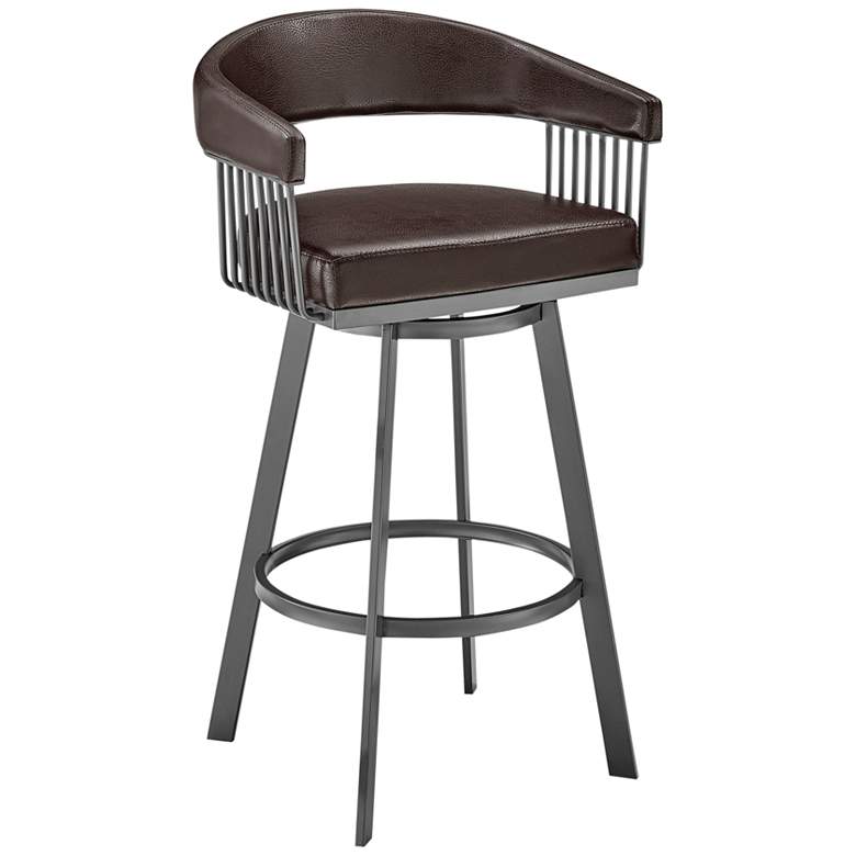 Image 1 Chelsea 25" Chocolate Faux Leather Swivel Counter Stool