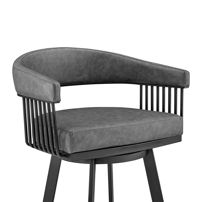 Image 2 Chelsea 25" Gray Faux Leather Black Metal Counter Stool more views