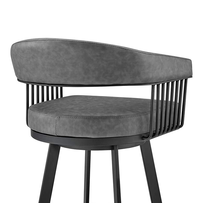 Image 3 Chelsea 25" Gray Faux Leather Black Metal Counter Stool more views