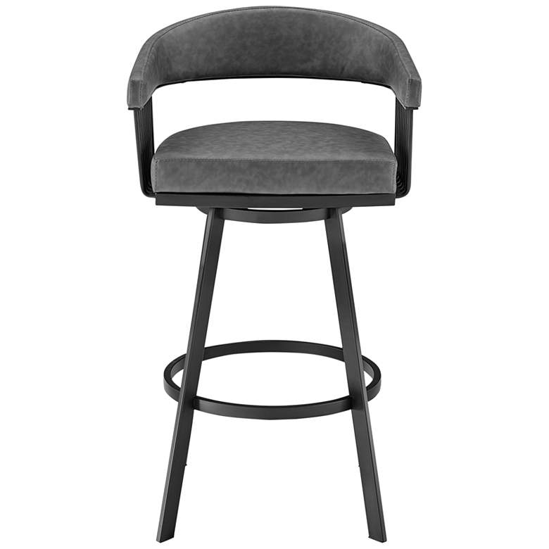 Image 5 Chelsea 25" Gray Faux Leather Black Metal Counter Stool more views