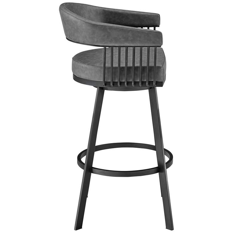 Image 6 Chelsea 25" Gray Faux Leather Black Metal Counter Stool more views