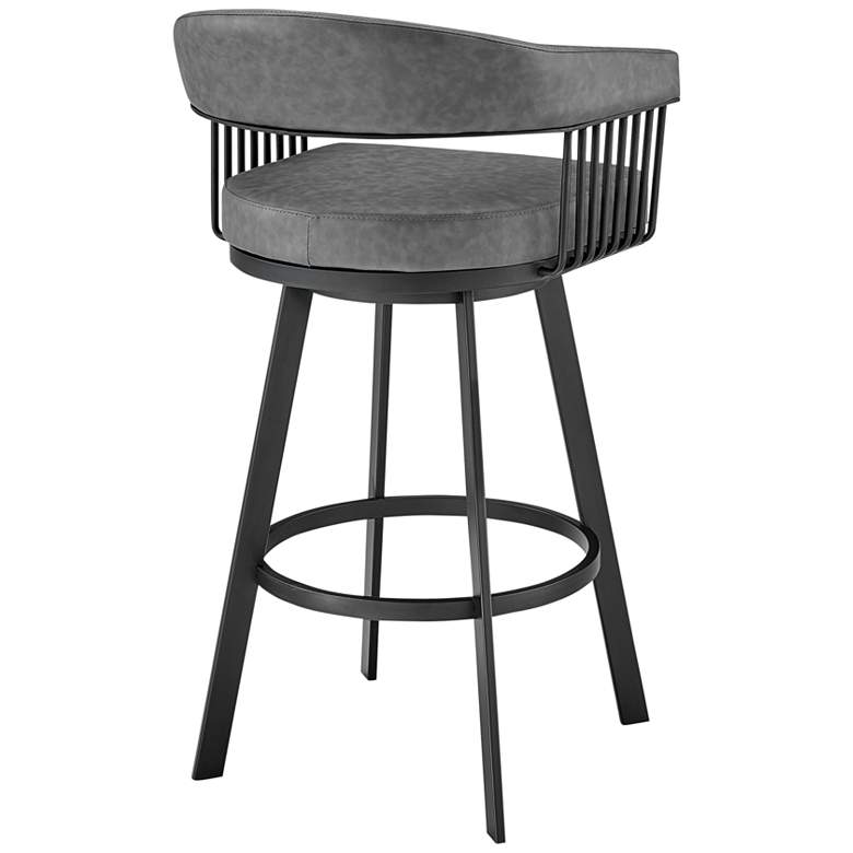 Image 7 Chelsea 25 inch Gray Faux Leather Black Metal Counter Stool more views
