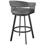 Chelsea 25" Gray Faux Leather Black Metal Counter Stool