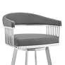 Chelsea 25" Gray Faux Leather Brushed Steel Counter Stool