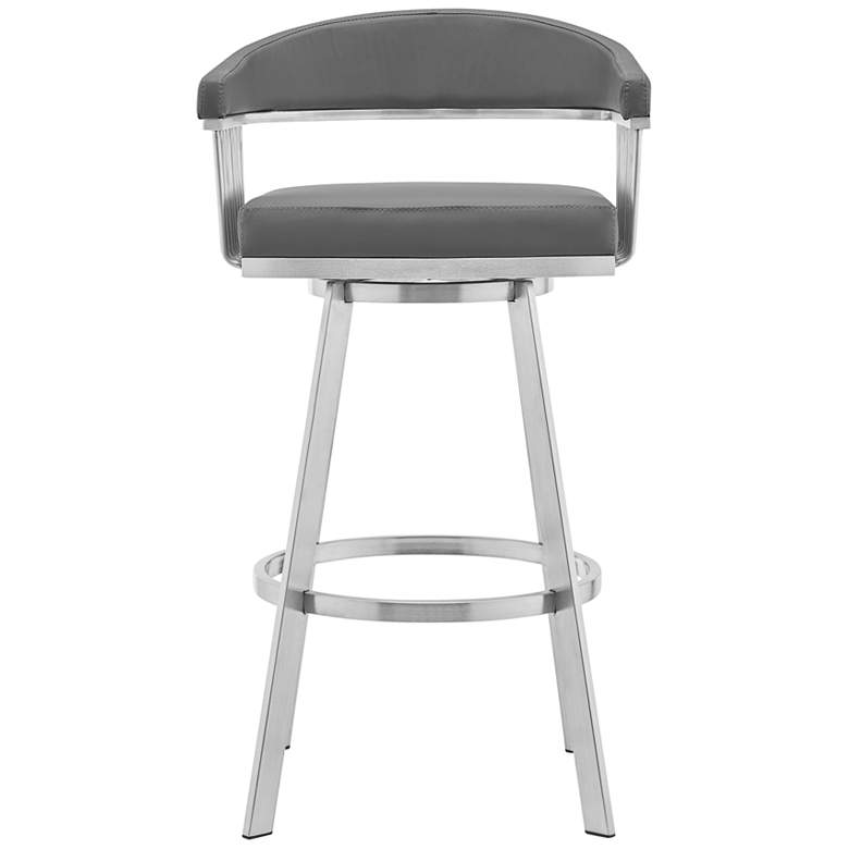 Image 5 Chelsea 25" Gray Faux Leather Brushed Steel Counter Stool more views