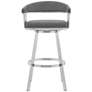 Chelsea 25" Gray Faux Leather Brushed Steel Counter Stool