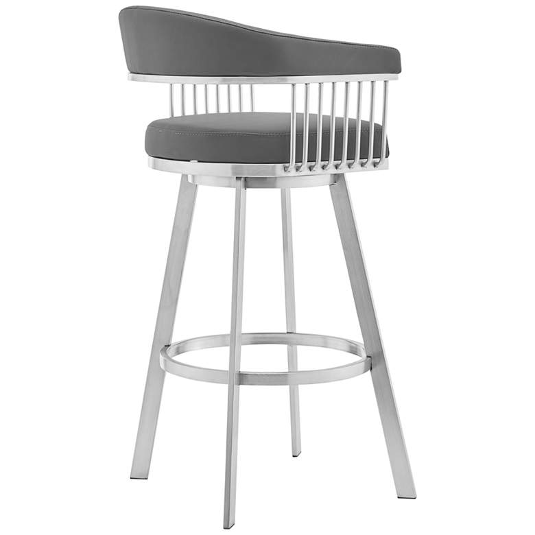 Image 6 Chelsea 25" Gray Faux Leather Brushed Steel Counter Stool more views
