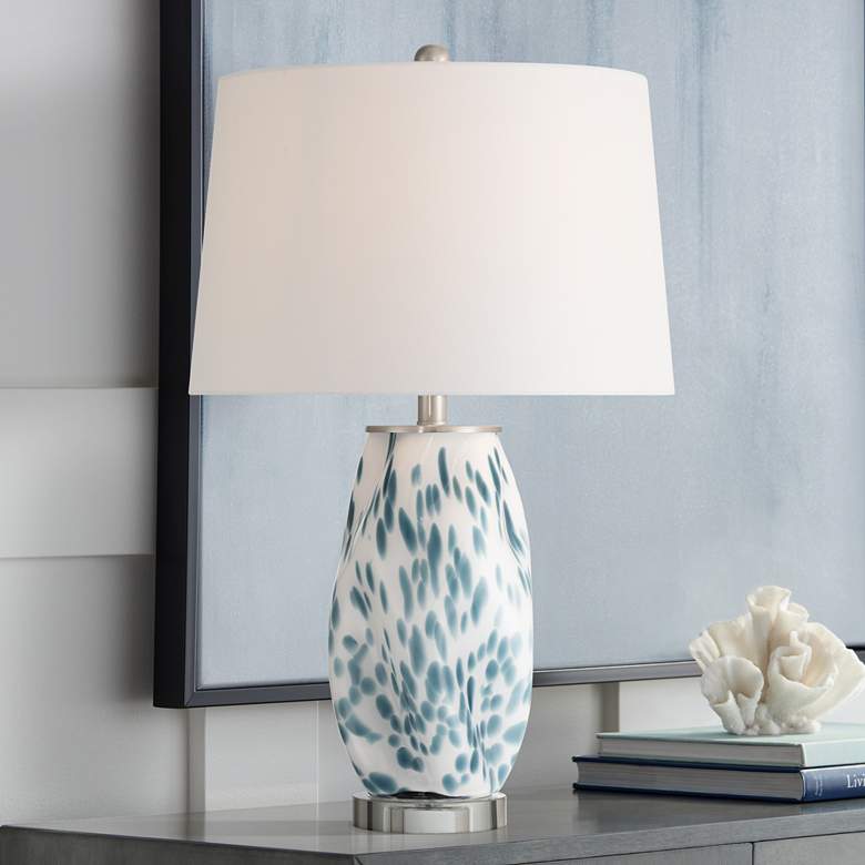 Image 1 Chelsea 25" High White and Blue Nightlight Table Lamp