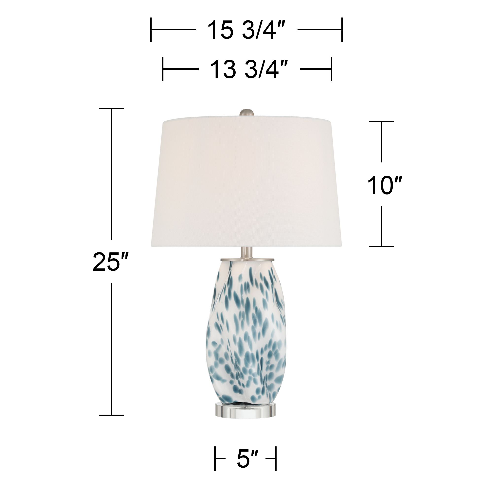 Chelsea 25" High White Blue Nightlight Table Lamp Set of 2 with Dimmer