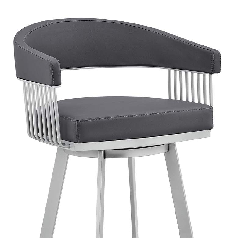 Image 2 Chelsea 25" Slate Gray Faux Leather Swivel Counter Stool more views