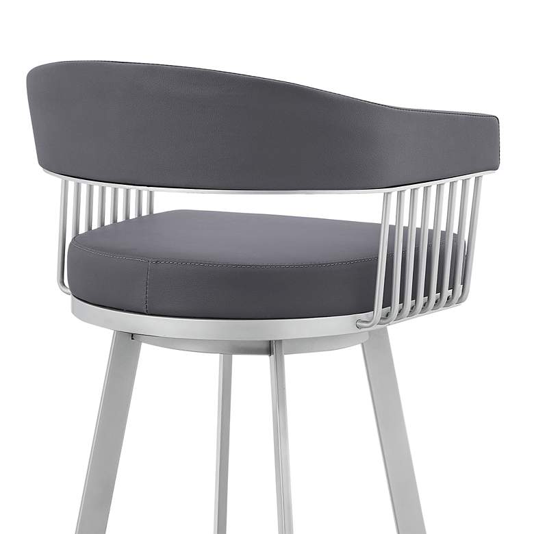 Image 3 Chelsea 25" Slate Gray Faux Leather Swivel Counter Stool more views