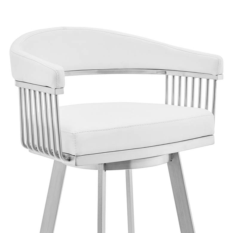 Image 2 Chelsea 25" White Faux Leather Brushed Steel Counter Stool more views