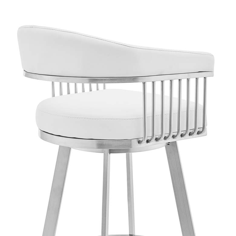 Image 3 Chelsea 25" White Faux Leather Brushed Steel Counter Stool more views