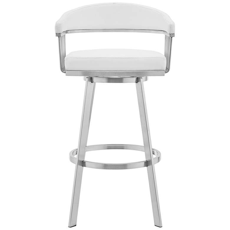 Image 5 Chelsea 25" White Faux Leather Brushed Steel Counter Stool more views