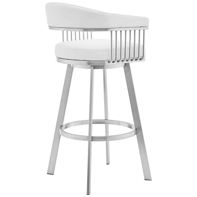Image 6 Chelsea 25" White Faux Leather Brushed Steel Counter Stool more views