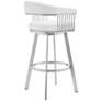 Chelsea 25" White Faux Leather Brushed Steel Counter Stool