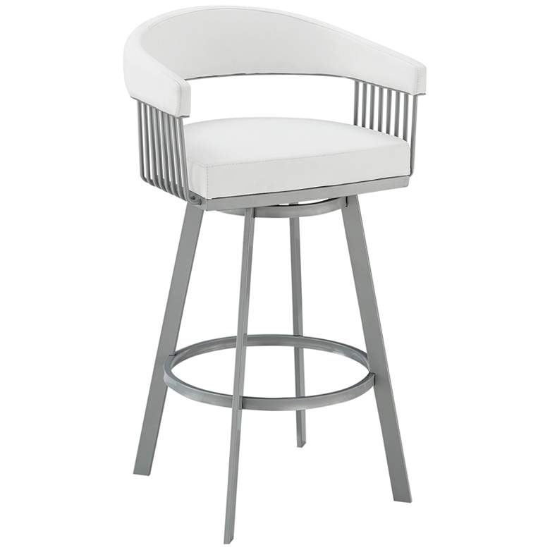 Image 1 Chelsea 25 inch White Faux Leather Silver Metal Counter Stool