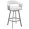 Chelsea 25" White Faux Leather Silver Metal Counter Stool
