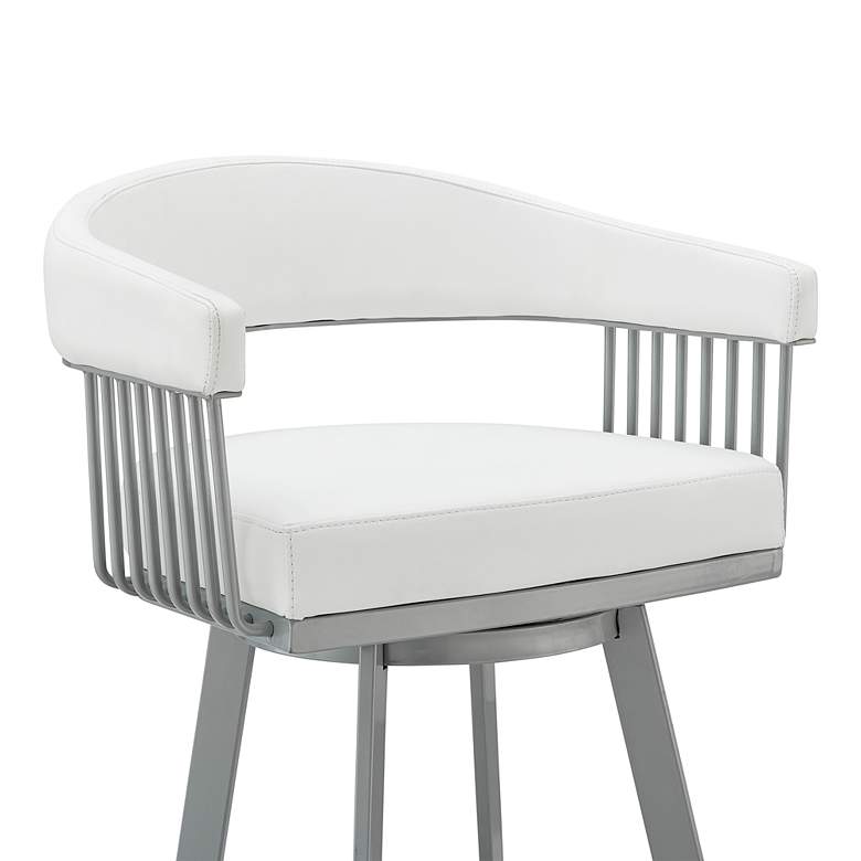 Image 2 Chelsea 25" White Faux Leather Silver Metal Counter Stool more views