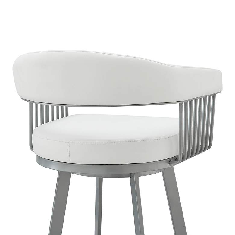 Image 3 Chelsea 25" White Faux Leather Silver Metal Counter Stool more views