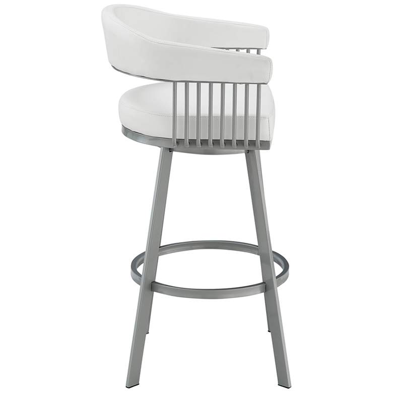 Image 6 Chelsea 25" White Faux Leather Silver Metal Counter Stool more views