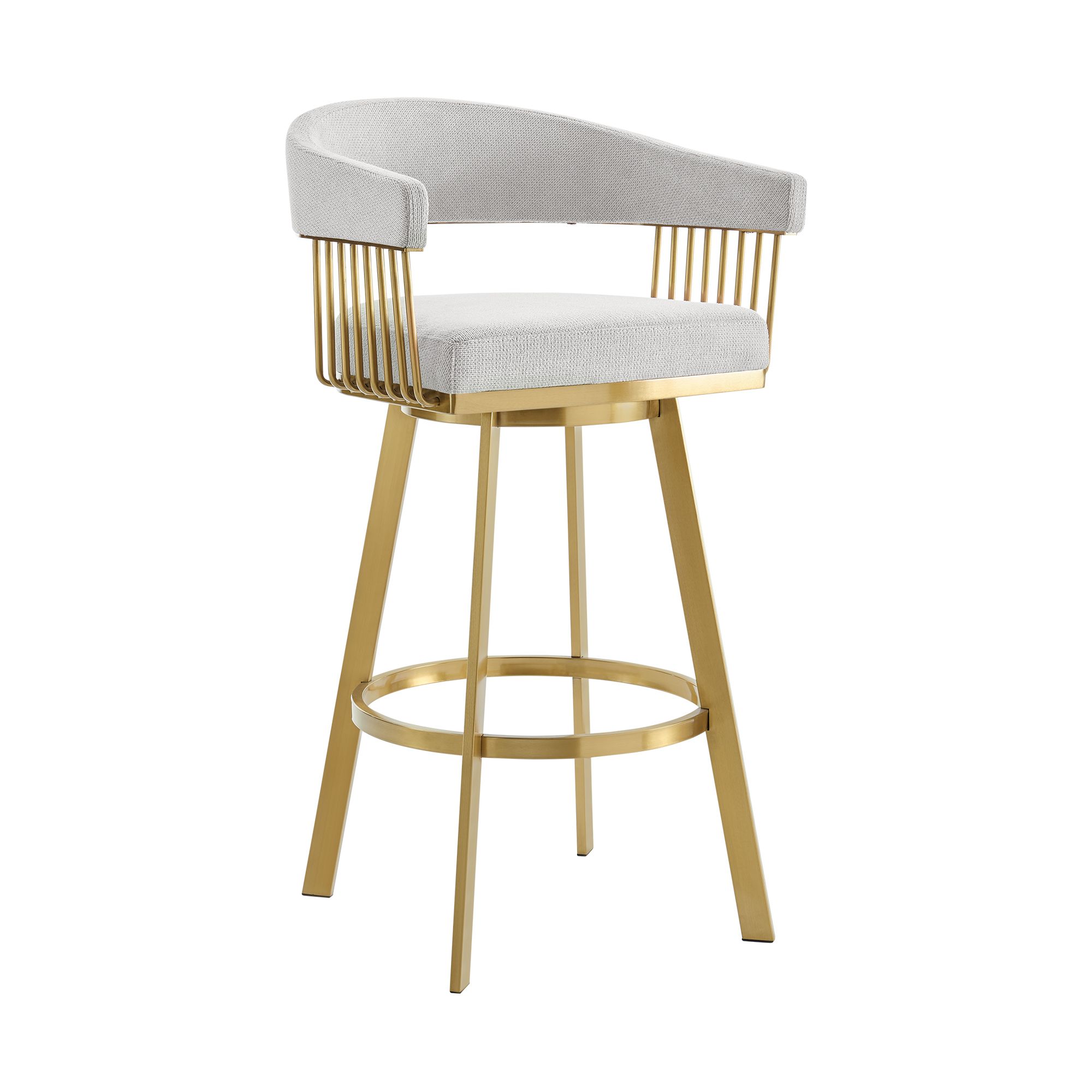 Image 4 Chelsea 26 in. Swivel Bar Stool in Brushed Stainless Steel, Silver Fabric more views