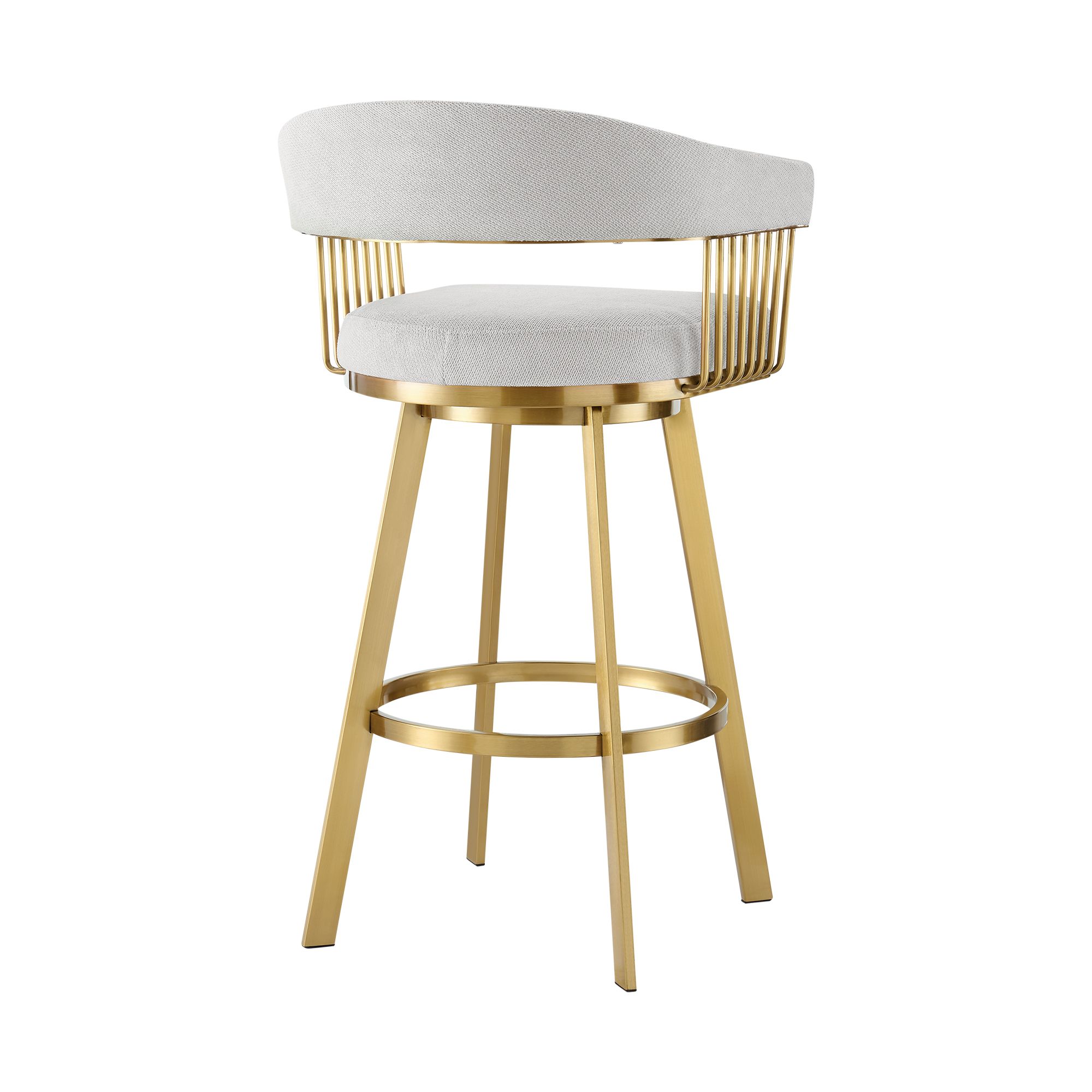 Image 6 Chelsea 26 in. Swivel Bar Stool in Brushed Stainless Steel, Silver Fabric more views